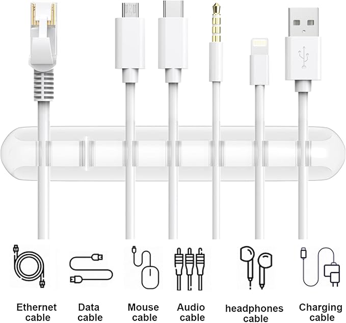 SOULWIT Cable Holder Clips, 3-Pack Cable Management Cord Organizer Clips Silicone Self Adhesive for Desktop USB Charging Cable Nightstand Power Cord Mouse Cable Wire PC Office Home