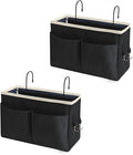Someteth Bedside Caddy/Bedside Hanging Storage Bag Multi-Function Caddy for Bunk bed Hospital Beds Dorm Bed Rails, Holders Books Glasses Phones Magazine（2pc Black）