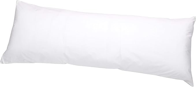 Amazon Basics Body Pillow Pillowcase with Zipper, 100% Cotton Hypoallergenic, Pillow Protector, White (55 x 21 Inches), Pillows Not Included