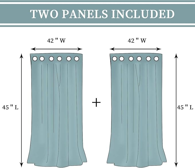 BGment Baby Pink 100% Blackout Curtains for Girls Bedroom 45 Inch Length, Thermal Insulated Full Light Blocking Grommet Noise Cancelling Small Window Curtains for Nursery 2 Panels Each 42 Inch Wide