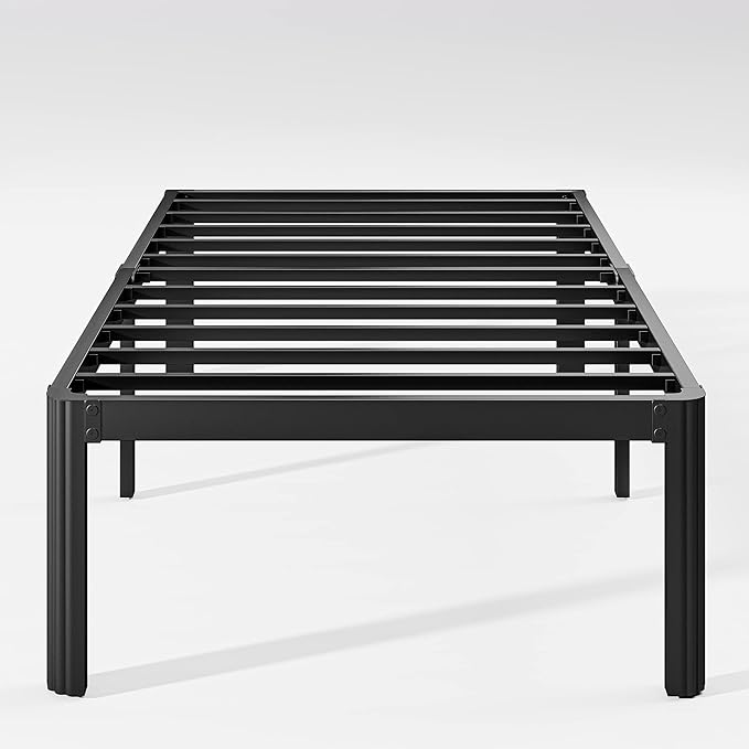 Hunlostten 18in Heavy Duty Twin Bed Frame No Box Spring Needed, Metal Platform Bed Frame Twin with Round Corners, Easy Assembly, Noise Free, Black
