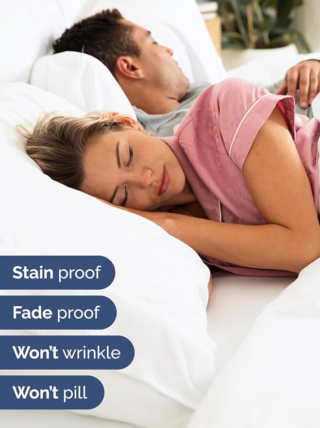 Extra Deep Split King Sheet Set - 7 Piece Breathable & Cooling Sheets - Hotel Luxury Bed Sheets Set - Easy & Secure Fit - Soft, Wrinkle Free & Comfy Sheets Set - White Sheet Set w/Extra Deep Pockets