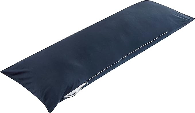 Oubonun 100% Jersey Cotton Body Pillow Cover with Zipper - Luxury Soft Removable Pillow Case - Long Fuzzy - Knitted (Navy Blue, 21"X54")