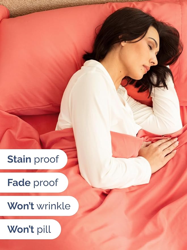 Extra Deep Twin XL Sheet Set - 4 Piece Breathable & Cooling Sheets - Hotel Luxury Bed Sheets Set - Easy & Secure Fit - Soft, Wrinkle Free & Comfy Sheets Set - Coral Sheet Set with Extra Deep Pockets