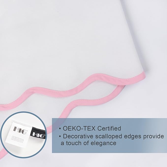 HIG Off-White Chic Queen Bed Skirt - Easy Fit Scallop Edge Pleated Bedskirts, 14 Inch Drop Anti-Slip Dust Ruffle, Thick Fabric for Enhanced Privacy, Pre-Washed for Long-Lasting Use(N60022)