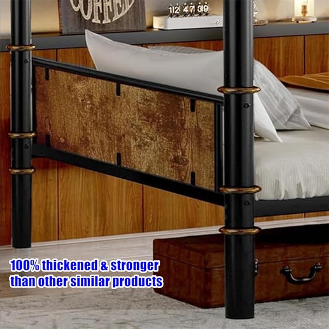 Upgraded & Stronger Heavy Duty Metal Twin XL Over Twin XL Bunk Bed for Adults & Teens, Thickened More Stable Safer Bunkbeds (Greater Weight Capacity)