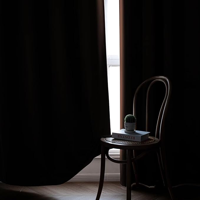 Blackout Curtains for Bedroom 1 Panel, Custom Curtains Thermal Insulated Chocolate, Rod Pocket Room Darkening Drapes for Living Room Windows Luxury Decor(Custom Size,Chocolate)