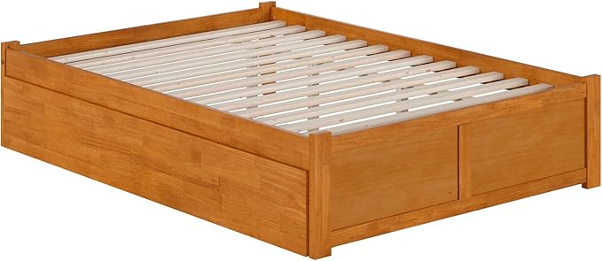 AFI Concord Full Solid Wood Platform Bed with Footboard & Twin Trundle in Light Toffee