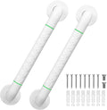 2 Pack 16 Inch White Shower Grab Bar,Bath Grab Rails with Anti-Slip Grip and Safety Luminous Circles,Stainless Steel Bath Handle Bathroom Grab Bar for Seniors, Elderly, Handicap