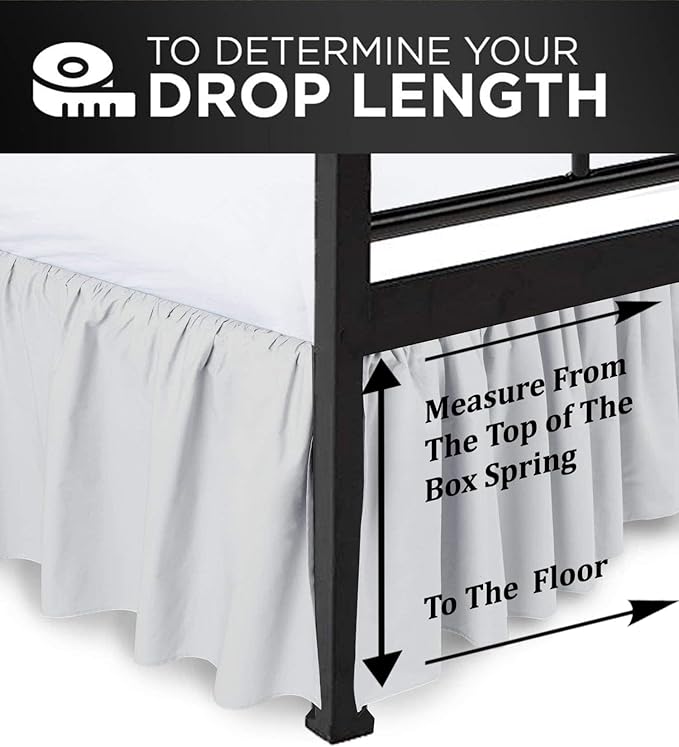 Ruffled Bed Skirt with Split Corners, Light Grey, Full 12 Inch Drop Bedskirt, Hotel Quality Brushed Microfiber Wrinkle Free Dust Ruffle Bed Skirt Full Size