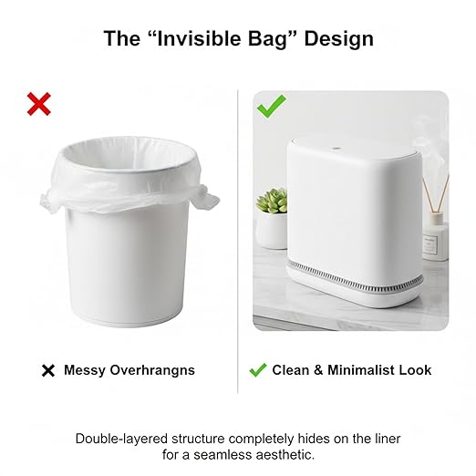 MOPALL Dog Proof Trash Can with Lid, 3.3 Gallon Slim Bathroom Garbage Bin with Inner Bucket, Fits Standard 4 Gallon Bags, Odor Sealing Diaper Pail for Nursery, Modern White Waste Basket, 6.9" Wide
