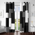 Black Grey 100% Blackout Curtains for Bedroom 63 inch Length 2 Panels Set White Grey Modern Abstract Geometric Black Out Curtains Insulated Room Darkening Window Drapes for Living Room, 42Wx63L
