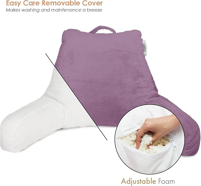 Nestl Reading Pillow for Kids & Teens with Shredded Memory Foam, Backrest Pillows for Reading, Watching, and Gaming, Use on The Couch, Bed, or Floor, Adjustable Support, Washable Cover Lavender Dream