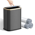 2.1 Gallon Bathroom Trash Can with Lid Press Top, 8 Liter Stainless Steel Garbage Can with Press Type Lid, Slim Trash Bin Waste Basket for Toilet, Office, Bedroom (Titanium Black)