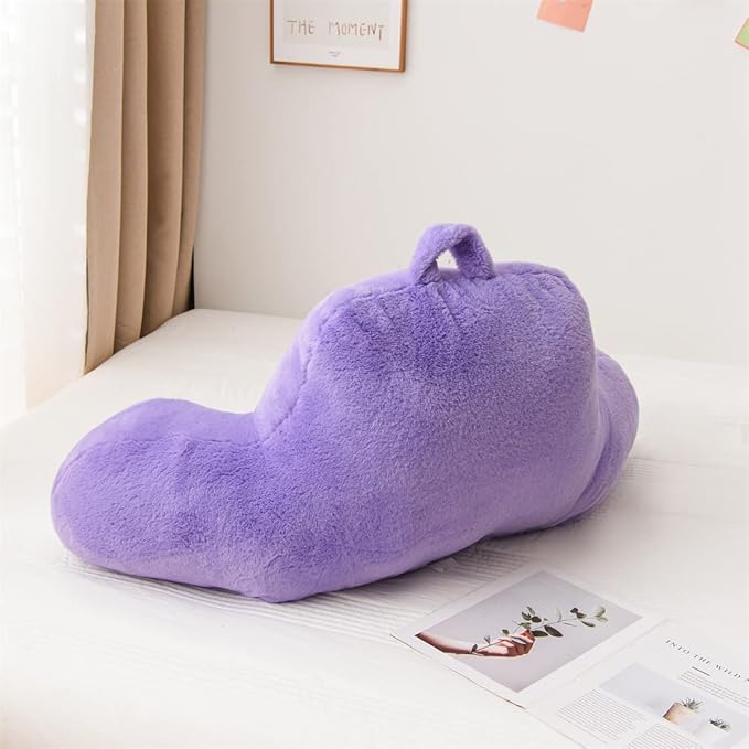Holawakaka Reading Pillow for Sitting up in Bed Sofa Kids Teens, Backrest Pillow with Arms for Girls Women Petites Pregnancy, Back Support Cushion for Couch Floor Nursery Playroom (Lavender)