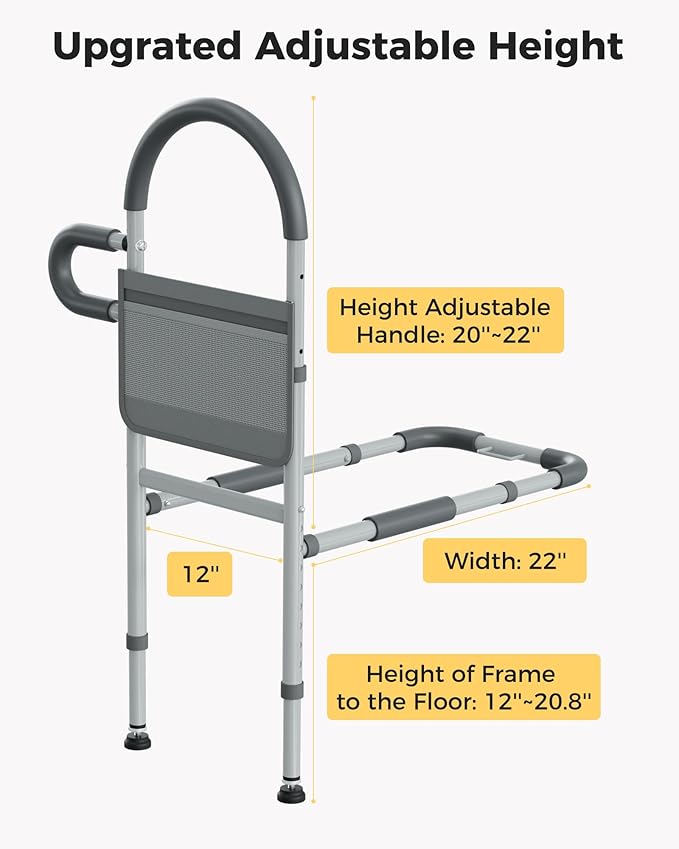 JivaJot Bed Rails for Elderly Adults Safety, Bedrails for Elderly Adults Grab Bar Bed Handrails, Cane for Seniors with Non-Slip Ergonomic Handle and Storage Pocket, Fit Twin, Full, Queen, King