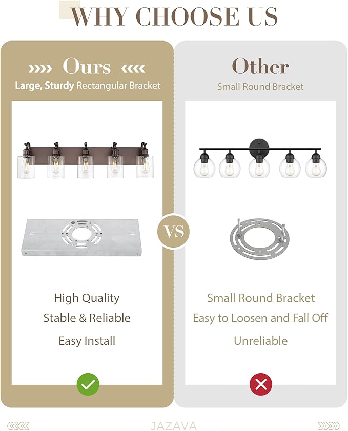 5 Light Bathroom Vanity Light, Morden Bath Lights Over Mirror Oil Rubbed Bronze Bathroom Sconce Lights with Clear Glass Shade ZCVL01ORB-5