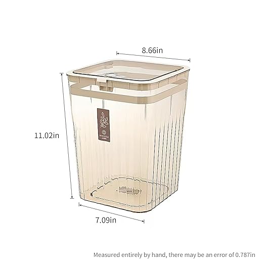 Bathroom Trach Can with Lid, 2.6 Gallon Grabage Can,Plastic Transparens Waste Basket with Press Top Lid,Clear Trach Bin for Home,Living Room,Bedroom,Office,Brown
