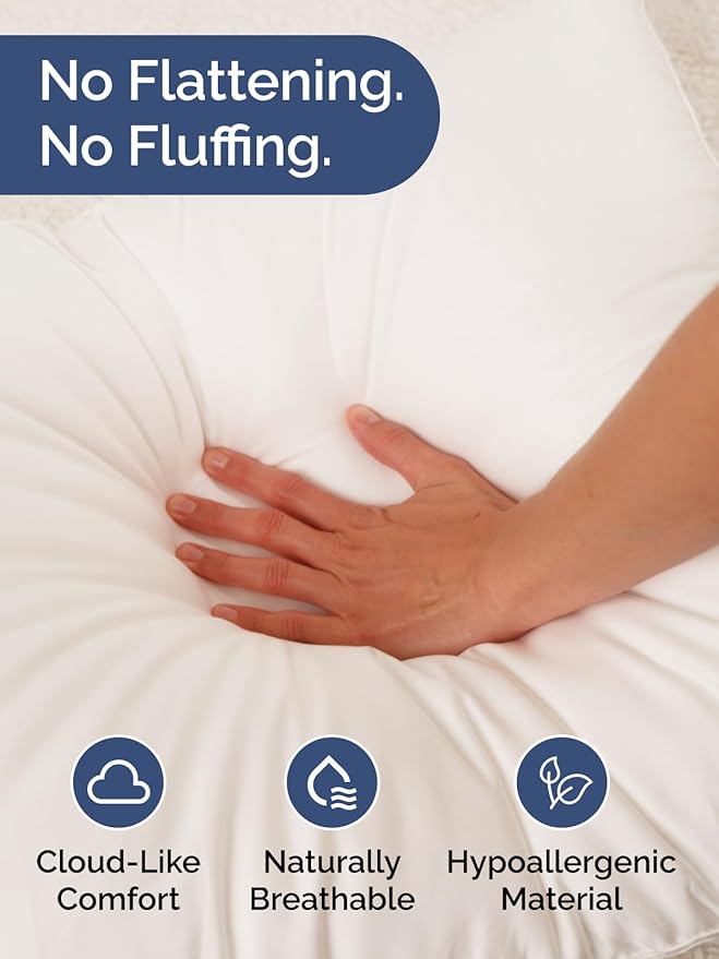 Bed Pillows King Size Set of 2 - 100% Cotton Breathable Cover - Premium Down Alternative for Side Sleepers, Back or Stomach - Soft Luxury Hotel Quality Pillows - Comfy, Cozy & Plush - Oeko-Tex, White