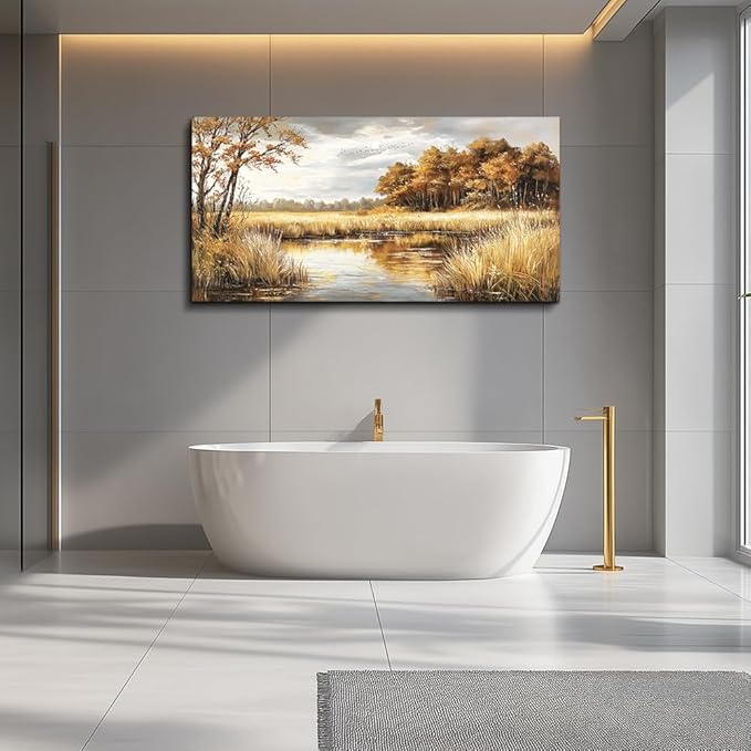 ERQINHUA Canvas Wall Art For Living Room Bedroom Wall Decor For Office Farmhouse Mural Lake Surface Landscape Painting Artwork Pictures Dining Room Hallway Home Decoration Ready To Hang 20x40 In