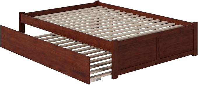 AFI Concord Queen Size Platform Bed with Footboard & Twin XL Trundle in Walnut