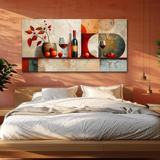 ERQINHUA Wall Art For Kitchen Wall Decor For Living Room Dining Room Decorations Wine Glass Mural Still Life Abstract Pictures Artwork bar Posters Home Decor Wall Painting Ready To Hang 20"x40"