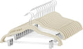 Cozymood Velvet Skirt Hangers - Pack of 24 - Velvet Hangers with Clips Ultra Thin Non Slip Velvet Pants Hangers Space Saving Clothes Hanger for Trouser, Skirts, Jeans, Dress (Beige)