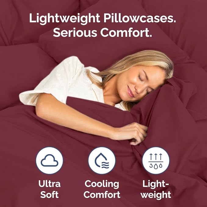 King Pillow Cases Set of 4 - Ultra Soft Hotel Quality Pillowcase Covers - Comfy, Cozy & Wrinkle Free - Shrinkage, Stain and Fade Resistant - Machine Washable Pillow Protectors - 4 Piece Set - Burgundy