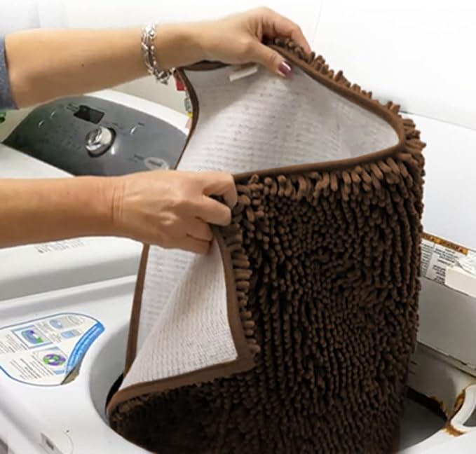 Muddy Mat® Shown on TV – Super Absorbent Microfiber Dog Door Mat for Muddy Paws, Non-Slip Washable Pet Rug, Quick Dry Chenille Entryway Carpet, Machine Washable Indoor Outdoor mat, Brown 28"x18"