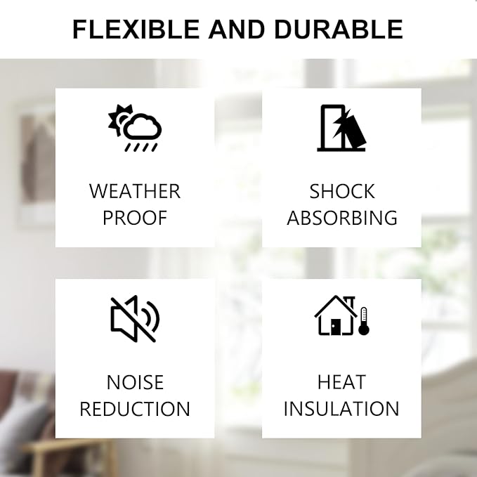 Weather Stripping Door Seal Strip, Strong Adhesive, Weatherproof, Reduce Noise, Gap Filler, Foam Insulation Tape for Doors and Windows (1/2 in x 1/2 in x 13 Ft), White