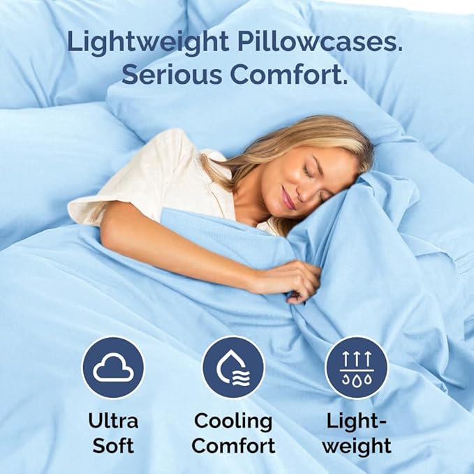 King Pillow Cases Set of 6 - Ultra Soft Hotel Quality Pillowcase Covers - Comfy. Cozy & Wrinkle Free - Shrink, Stain and Fade Resistant - Machine Washable Pillow Protectors - 6 Piece Set - Light Blue