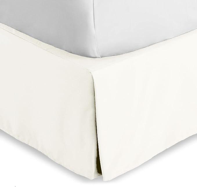 Bare Home King Bed Skirt - 15-Inch Tailored Drop Easy Fit - Bed Skirt for Beds - Center & Corner Pleats (King, Cream)