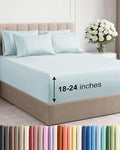 Extra Deep King Sheet Set - 6 Piece Breathable & Cooling Sheets - Hotel Luxury Bed Sheets Set - Easy & Secure Fit - Soft, Wrinkle Free & Comfy Sheets Set - Ice Blue Sheet Set with Extra Deep Pockets
