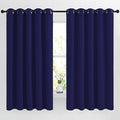 NICETOWN Blackout Curtains Panels for Bedroom - 3 Pass Microfiber Noise Reducing Thermal Insulated Solid Ring Top Blackout Window Drapes (2 Panels, 66 x 66 Inch, Navy Blue)