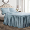 Lush Decor Ruffle Skirt Bedspread Set - 3-Piece Luxurious Farmhouse Bedding - Elegant Ruffle Detail - Timeless Style - Soft Lightweight Sheets - Queen, Lake Blue