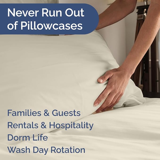 King Pillow Cases Set of 6 - Ultra Soft Hotel Quality Pillowcase Covers - Comfy & Wrinkle Free - Shrink, Stain and Fade Resistant - Easy-Care, Machine Washable Pillow Protectors - 6 Piece Set - Wheat