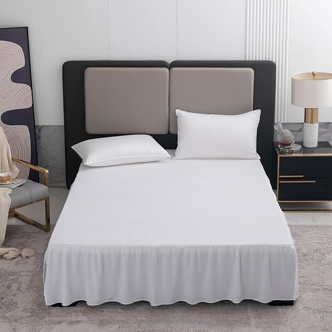 White Bed Skirt Twin Size Ruffled Bed Skirt with Split Corners, Twin Bed Skirt 18 Inch Drop, Twin Size Bed Skirt White for Ruffled Bed Skirt with Split Corners, Bed Skirt Twin Size