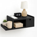 Floating Nightstand with Drawer & Shelf,Wall Mounted Bedside Table for Small Bedrooms,Modern Black End Table with Space Saving Design（Black）