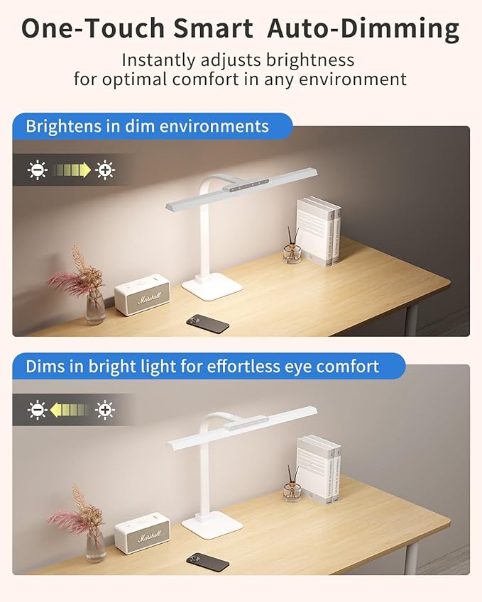LED Desk Lamp with Base, 24W Brightness Touch Control Desk Light for Home Office, Eye-Caring Tall Adjustable Architect Lights for Reading, Drawing, Crafts, Gaming, Workbench, Study