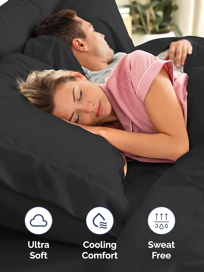 Extra Deep King Sheet Set - 6 Piece Breathable and Cooling Sheets - Hotel Luxury Bed Sheets Set - Easy & Secure Fit - Soft, Wrinkle Free and Comfy Sheets Set - Black Sheet Set with Extra Deep Pockets