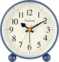 4.5" Vintage Retro Analog Alarm Clock, Super Silent Non Ticking Small Clock with Manual Light, Snooze, Battery Operated, for Living Room, Bedroom, Bedside, Desk(Blue)