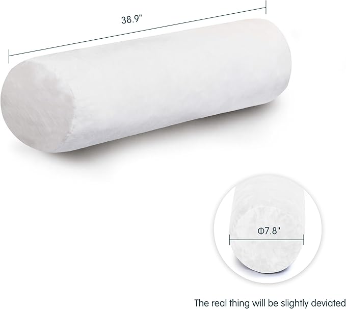 SyMax 7.8"x38" Body Pillow for Twin Bed, Memory Foam Bolster w/Removable Velvet Cover, Headboard Gap Filler Pillow, White