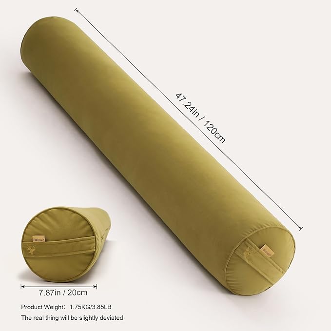 Long Round Body Pillow for Adults – Bolster Pillow for Bed, Cervical Roll Pillow, Firm Support for Sleeping,47.24 x 7.87 Inches,Golden Yellow