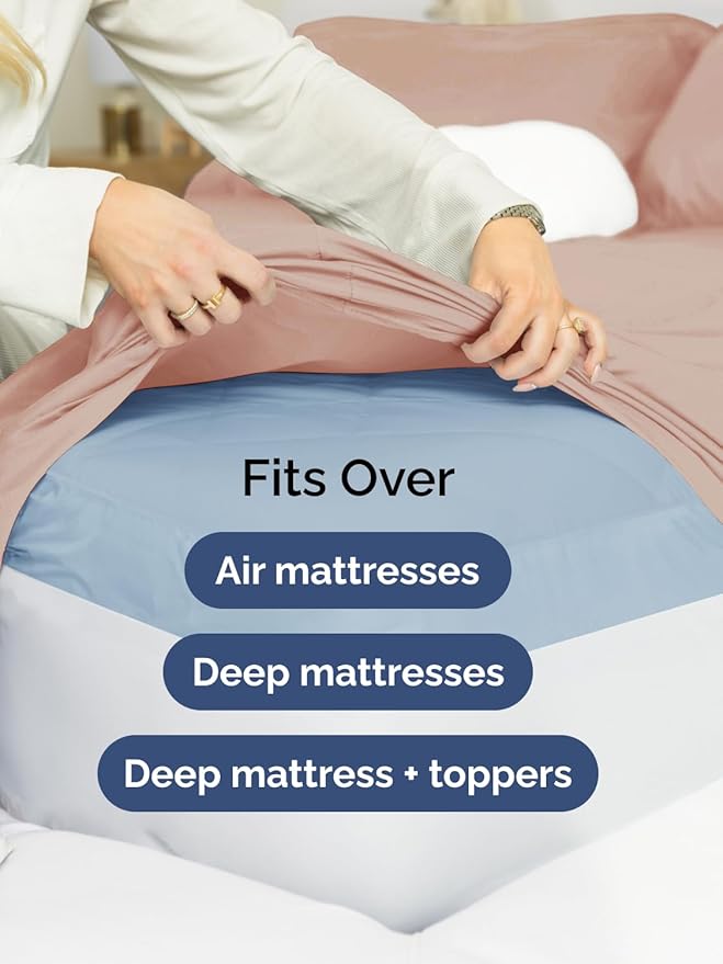 Extra Deep Cal King Sheet Set - 6 Piece Breathable & Cooling Sheets - Hotel Luxury Bed Sheets Set - Easy & Secure Fit - Soft, Wrinkle Free & Comfy Sheets Set - Mauve Sheet Set with Extra Deep Pockets