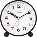 4.5" Antique Retro Analog Alarm Clock, Small Silent Battery Operated Clock with Manual Light, Snooze, Vintage Decor for Bedroom, Living Room, Office, Bedside,Desk（Black）
