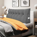 WOWMAX Triangular Headboard Pillow Bed Wedge Pillow for Headboard Large Bolster Pillow for Bed Wedge Pillow Headboard Daybed Pillows with Removable Cover, Corduroy(100% Cotton), Grey, California King