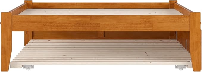 AFI Concord Full Solid Wood Platform Bed with Footboard & Full Trundle in Light Toffee