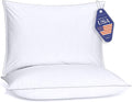 FluffCo Down Alternative Pillows Standard/Queen Size Set of 2 - Queen Bed Pillows for Sleeping - Made in USA - Cooling Surface and Machine Washable for Side, Back, and Stomach Sleepers