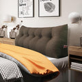 homecozy Wedge Headboard Pillow Dorm Room Reading Pillow Back Support for Sitting Up in Bed Bolster Lumbar Cushion Body Positioning Bedrest Cotton Linen 59in Coffee Queen