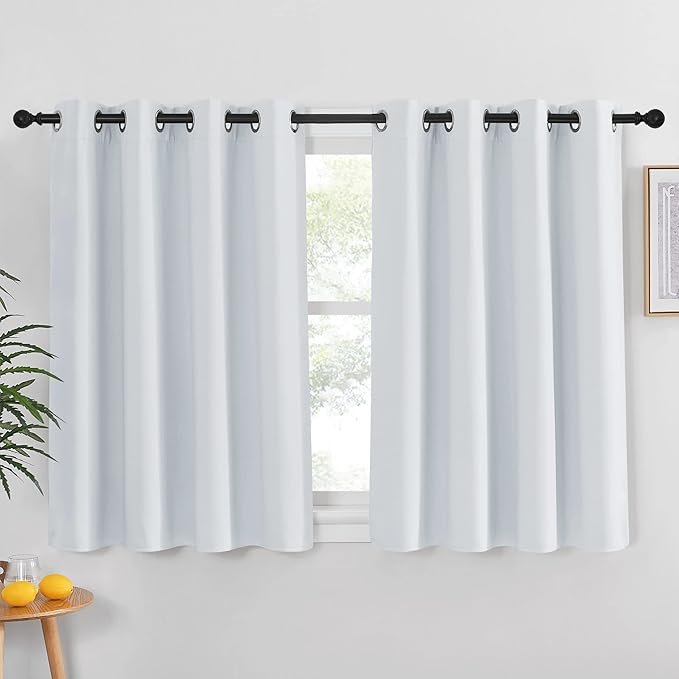 NICETOWN Room Darkening Curtain for Living Room - Window Treatment Thermal Insulated Grommet Room Darkening Panel/Drape for Bedroom (1 Panel, 52 by 45, Greyish White)